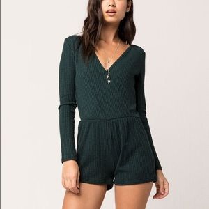 Green Ribbed Romper